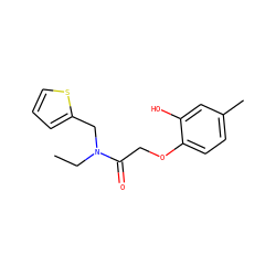 CCN(Cc1cccs1)C(=O)COc1ccc(C)cc1O ZINC000143192713