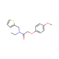 CCN(Cc1cccs1)C(=O)COc1ccc(OC)cc1 ZINC000078925570