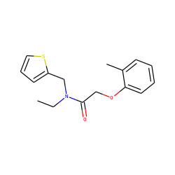 CCN(Cc1cccs1)C(=O)COc1ccccc1C ZINC000143534386