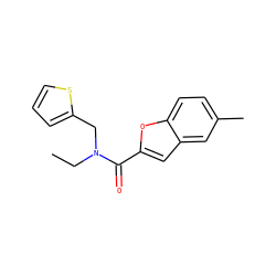 CCN(Cc1cccs1)C(=O)c1cc2cc(C)ccc2o1 ZINC000143463809