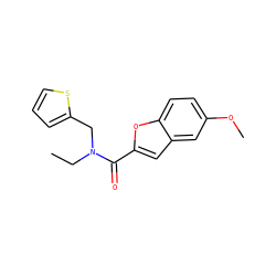 CCN(Cc1cccs1)C(=O)c1cc2cc(OC)ccc2o1 ZINC000144060166