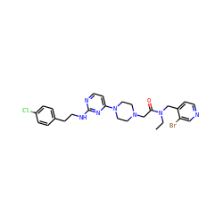 CCN(Cc1ccncc1Br)C(=O)CN1CCN(c2ccnc(NCCc3ccc(Cl)cc3)n2)CC1 ZINC000071318928