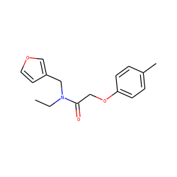 CCN(Cc1ccoc1)C(=O)COc1ccc(C)cc1 ZINC000102289751