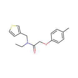 CCN(Cc1ccsc1)C(=O)COc1ccc(C)cc1 ZINC000143347313