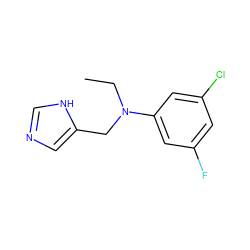 CCN(Cc1cnc[nH]1)c1cc(F)cc(Cl)c1 ZINC000096177552