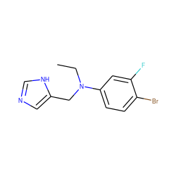 CCN(Cc1cnc[nH]1)c1ccc(Br)c(F)c1 ZINC000096177549