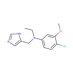 CCN(Cc1cnc[nH]1)c1ccc(Cl)c(OC)c1 ZINC000096177554