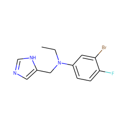 CCN(Cc1cnc[nH]1)c1ccc(F)c(Br)c1 ZINC000096177553