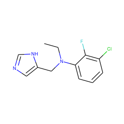 CCN(Cc1cnc[nH]1)c1cccc(Cl)c1F ZINC000096177500