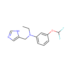 CCN(Cc1cnc[nH]1)c1cccc(OC(F)F)c1 ZINC000096177530