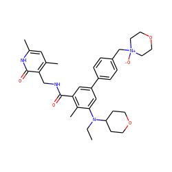 CCN(c1cc(-c2ccc(C[N+]3([O-])CCOCC3)cc2)cc(C(=O)NCc2c(C)cc(C)[nH]c2=O)c1C)C1CCOCC1 ZINC000205824316