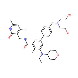 CCN(c1cc(-c2ccc(CN(CCO)CCO)cc2)cc(C(=O)NCc2c(C)cc(C)[nH]c2=O)c1C)C1CCOCC1 ZINC000205713541