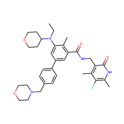 CCN(c1cc(-c2ccc(CN3CCOCC3)cc2)cc(C(=O)NCc2c(C)c(F)c(C)[nH]c2=O)c1C)C1CCOCC1 ZINC000205718098