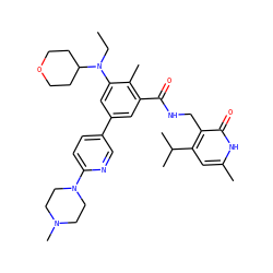 CCN(c1cc(-c2ccc(N3CCN(C)CC3)nc2)cc(C(=O)NCc2c(C(C)C)cc(C)[nH]c2=O)c1C)C1CCOCC1 ZINC000205712247