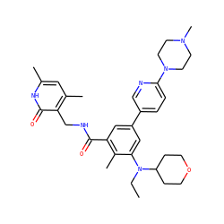 CCN(c1cc(-c2ccc(N3CCN(C)CC3)nc2)cc(C(=O)NCc2c(C)cc(C)[nH]c2=O)c1C)C1CCOCC1 ZINC000205713396