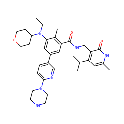 CCN(c1cc(-c2ccc(N3CCNCC3)nc2)cc(C(=O)NCc2c(C(C)C)cc(C)[nH]c2=O)c1C)C1CCOCC1 ZINC000205708494