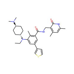 CCN(c1cc(-c2ccsc2)cc(C(=O)NCc2c(C)cc(C)[nH]c2=O)c1C)[C@H]1CC[C@H](N(C)C)CC1 ZINC000473245073