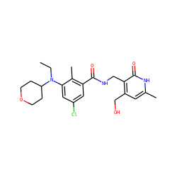 CCN(c1cc(Cl)cc(C(=O)NCc2c(CO)cc(C)[nH]c2=O)c1C)C1CCOCC1 ZINC000207604856