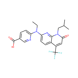 CCN(c1ccc(C(=O)O)cn1)c1ccc2c(C(F)(F)F)cc(=O)n(CC(C)C)c2n1 ZINC000058581582