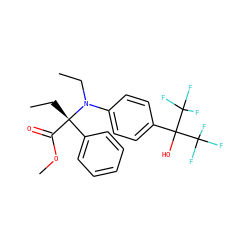 CCN(c1ccc(C(O)(C(F)(F)F)C(F)(F)F)cc1)[C@@](CC)(C(=O)OC)c1ccccc1 ZINC000038149621