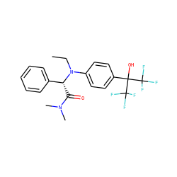 CCN(c1ccc(C(O)(C(F)(F)F)C(F)(F)F)cc1)[C@H](C(=O)N(C)C)c1ccccc1 ZINC000038149645