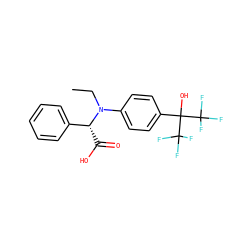 CCN(c1ccc(C(O)(C(F)(F)F)C(F)(F)F)cc1)[C@H](C(=O)O)c1ccccc1 ZINC000038149629