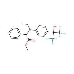 CCN(c1ccc(C(O)(C(F)(F)F)C(F)(F)F)cc1)[C@H](C(=O)OC)c1ccccc1 ZINC000038149633
