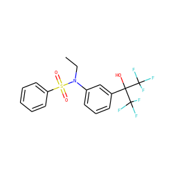 CCN(c1cccc(C(O)(C(F)(F)F)C(F)(F)F)c1)S(=O)(=O)c1ccccc1 ZINC000103248844