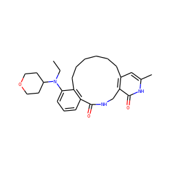 CCN(c1cccc2c1CCCCCCc1cc(C)[nH]c(=O)c1CNC2=O)C1CCOCC1 ZINC000221831824