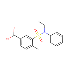 CCN(c1ccccc1)S(=O)(=O)c1cc(C(=O)O)ccc1C ZINC000003226937