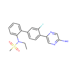 CCN(c1ccccc1-c1ccc(-c2cnc(N)cn2)c(F)c1)S(C)(=O)=O ZINC000224761108