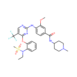 CCN(c1ccccc1Oc1nc(Nc2ccc(C(=O)NC3CCN(C)CC3)cc2OC)ncc1C(F)(F)F)S(C)(=O)=O ZINC000138518195