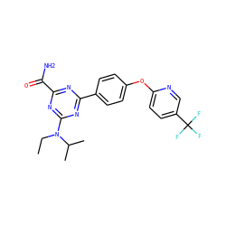 CCN(c1nc(C(N)=O)nc(-c2ccc(Oc3ccc(C(F)(F)F)cn3)cc2)n1)C(C)C ZINC000221211299