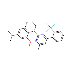 CCN(c1nc(C)cc(-c2ccccc2C(F)(F)F)n1)c1c(Br)cc(N(C)C)cc1OC ZINC000026004973