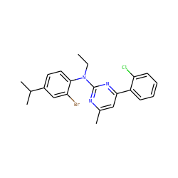 CCN(c1nc(C)cc(-c2ccccc2Cl)n1)c1ccc(C(C)C)cc1Br ZINC000002006041