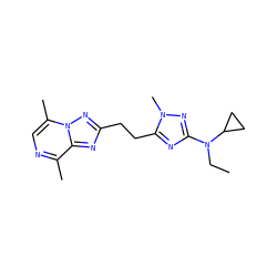 CCN(c1nc(CCc2nc3c(C)ncc(C)n3n2)n(C)n1)C1CC1 ZINC000218538030