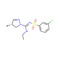 CCN/C(=N\S(=O)(=O)c1cccc(Cl)c1)N1C[C@H](C)C=N1 ZINC000072126178