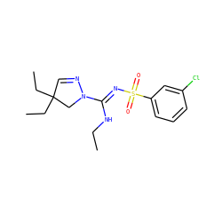 CCN/C(=N\S(=O)(=O)c1cccc(Cl)c1)N1CC(CC)(CC)C=N1 ZINC000072124599