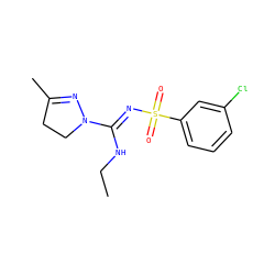 CCN/C(=N\S(=O)(=O)c1cccc(Cl)c1)N1CCC(C)=N1 ZINC000072123373