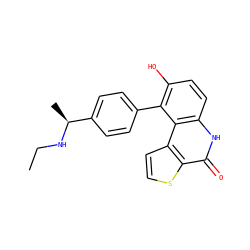 CCN[C@@H](C)c1ccc(-c2c(O)ccc3[nH]c(=O)c4sccc4c23)cc1 ZINC000164852497