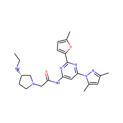 CCN[C@H]1CCN(CC(=O)Nc2cc(-n3nc(C)cc3C)nc(-c3ccc(C)o3)n2)C1 ZINC000023360571
