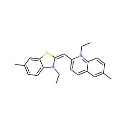 CCN1/C(=C\c2ccc3cc(C)ccc3[n+]2CC)Sc2cc(C)ccc21 ZINC000003656540