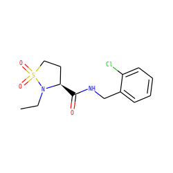 CCN1[C@H](C(=O)NCc2ccccc2Cl)CCS1(=O)=O ZINC000095553088