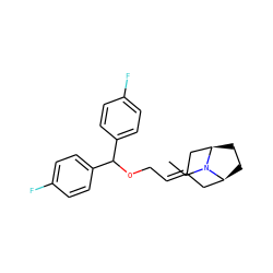 CCN1[C@H]2CC[C@@H]1CC(=CCOC(c1ccc(F)cc1)c1ccc(F)cc1)C2 ZINC000073198831