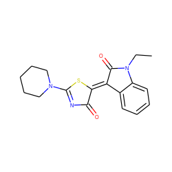 CCN1C(=O)/C(=C2\SC(N3CCCCC3)=NC2=O)c2ccccc21 ZINC000003902540