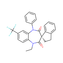 CCN1C(=O)[C@@]2(CCc3ccccc32)C(=O)N(c2ccccc2)c2cc(C(F)(F)F)ccc21 ZINC000096928720