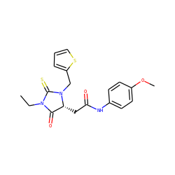 CCN1C(=O)[C@@H](CC(=O)Nc2ccc(OC)cc2)N(Cc2cccs2)C1=S ZINC000001087517