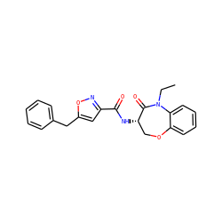 CCN1C(=O)[C@@H](NC(=O)c2cc(Cc3ccccc3)on2)COc2ccccc21 ZINC001772637350