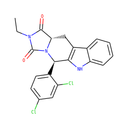 CCN1C(=O)[C@@H]2Cc3c([nH]c4ccccc34)[C@@H](c3ccc(Cl)cc3Cl)N2C1=O ZINC000066112066