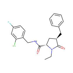 CCN1C(=O)[C@H](Cc2ccccc2)C[C@H]1C(=O)NCc1ccc(F)cc1Cl ZINC000095565451